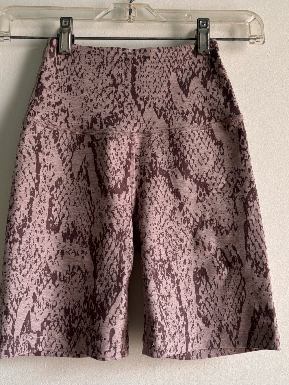 Beyond Yoga Pink Snake Print Bike Shorts